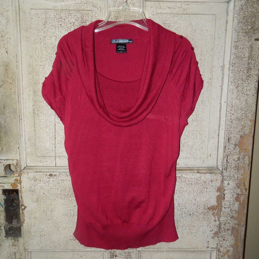 United States Sweaters Ruched Side Cowl Neck Pullover Sweater Size L   (D32)